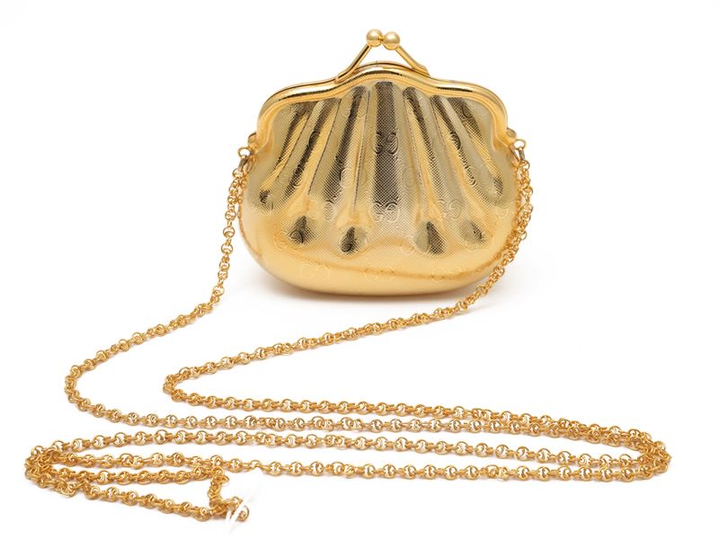 Gucci - Borsetta Minaudiere in metallo dorato con loghi