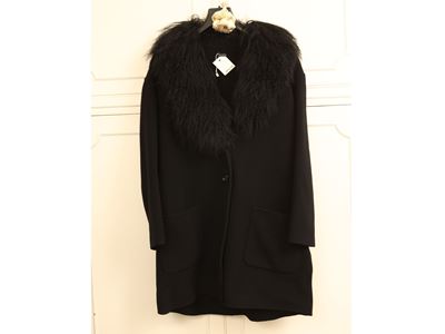 Giacca Nera in Lana e Cashmere con Collo in Mongolia, Joseph