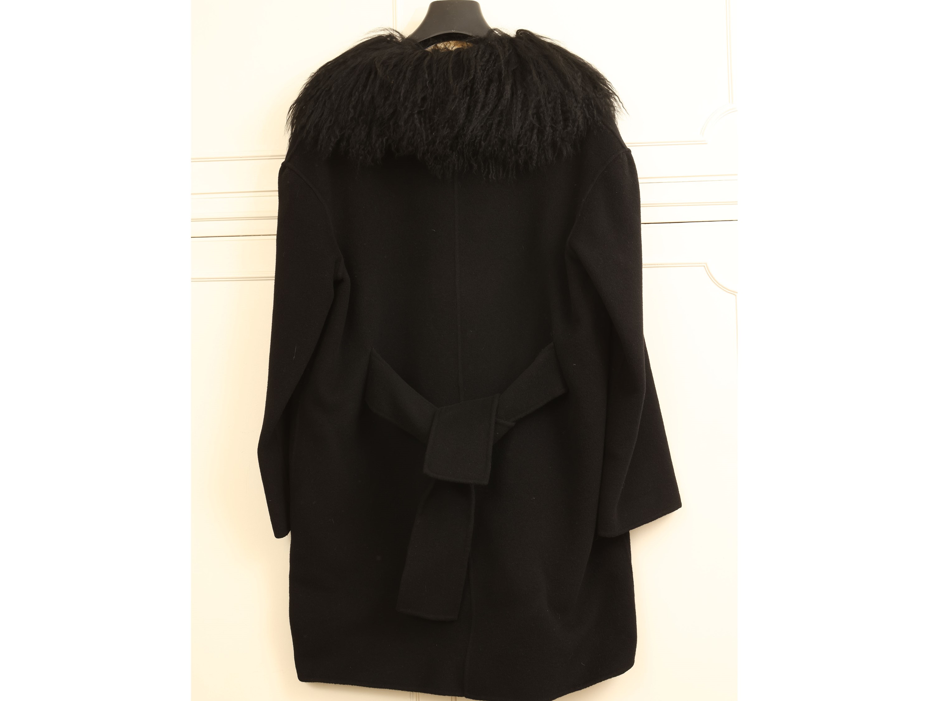Giacca Nera in Lana e Cashmere con Collo in Mongolia, Joseph