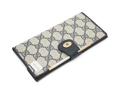Gucci - Portadocumenti in Tessuto Gg Blu e Penna a Sfera