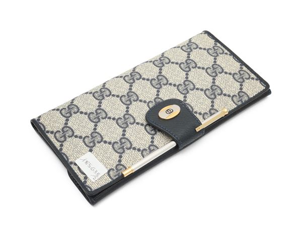 Gucci - Portadocumenti in tessuto GG blu e Penna a sfera