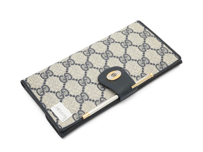 Gucci - Portadocumenti in Tessuto Gg Blu e Penna a Sfera