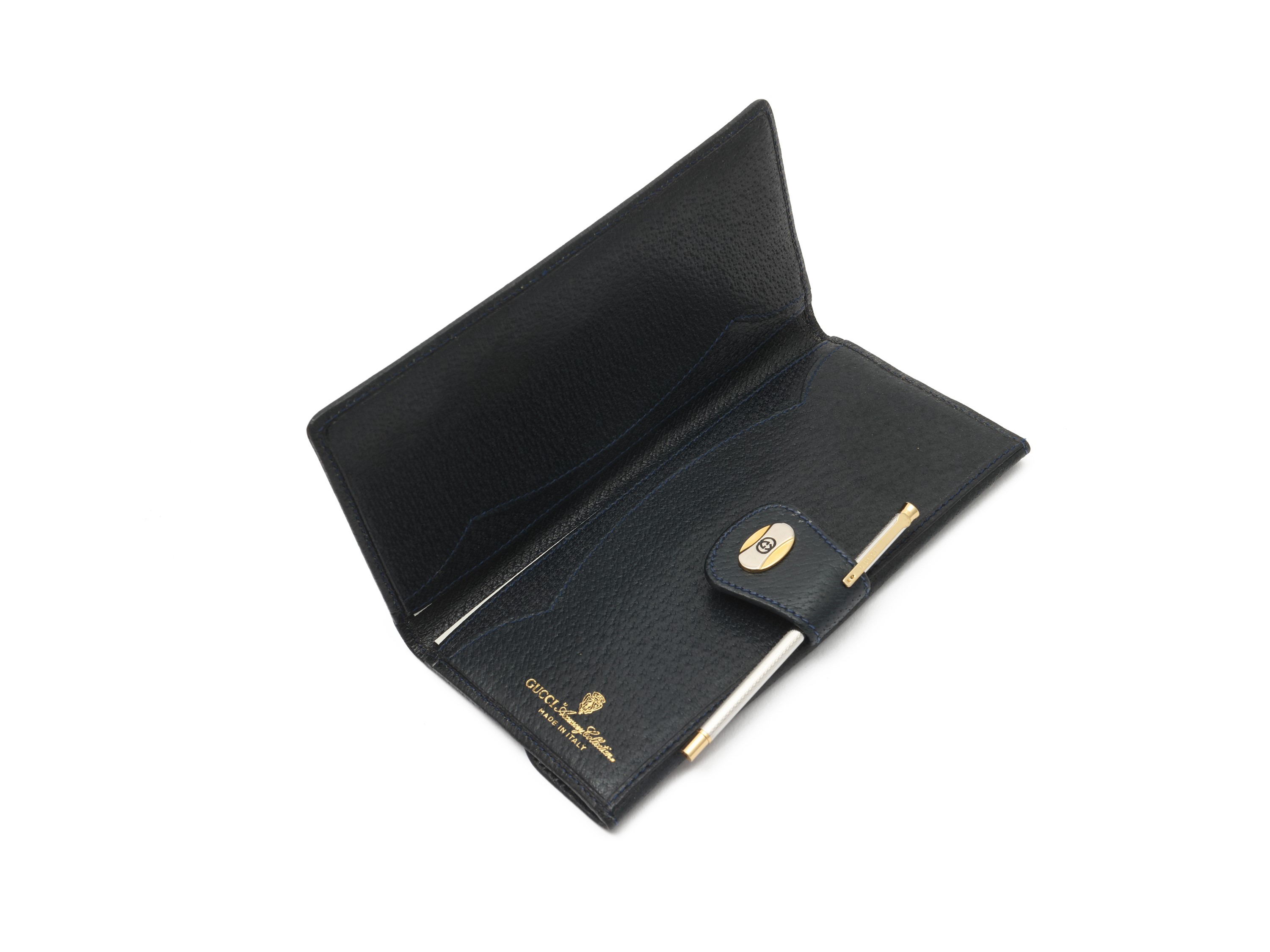 Gucci - Portadocumenti in Tessuto Gg Blu e Penna a Sfera