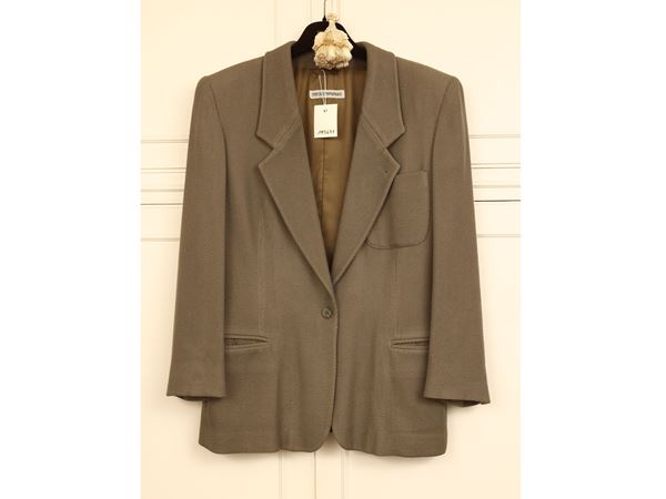 Emporio Armani - Giacca beige in lana e viscosa