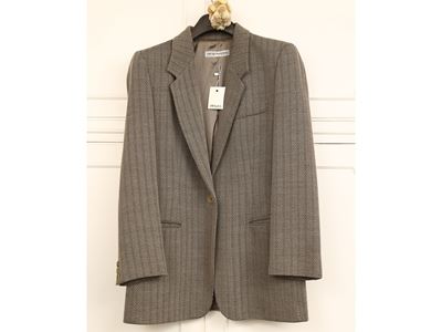 Emporio Armani - Giacca Spigata in Lana Beige e Nera