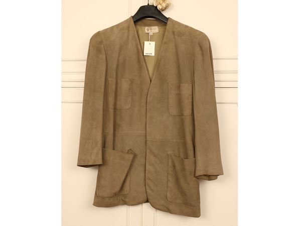 Gucci - Giacca lunga in renna beige