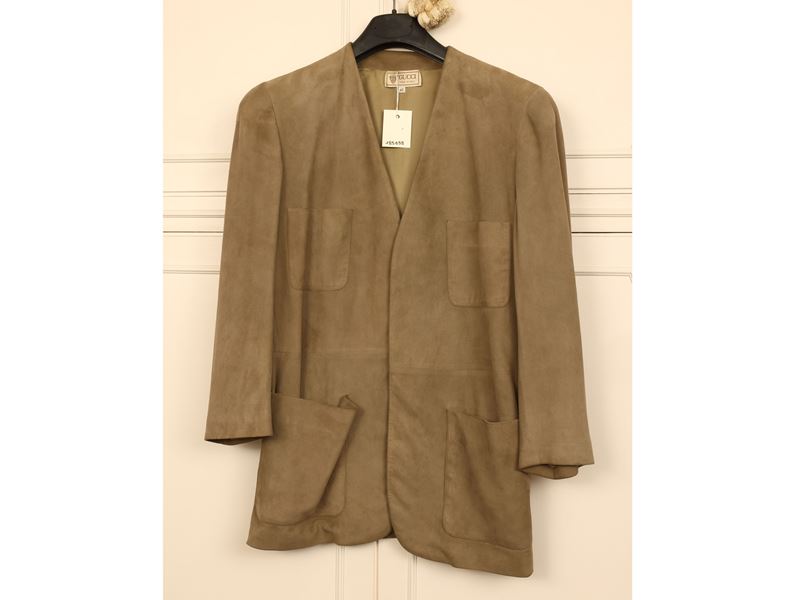 Gucci - Giacca lunga in renna beige