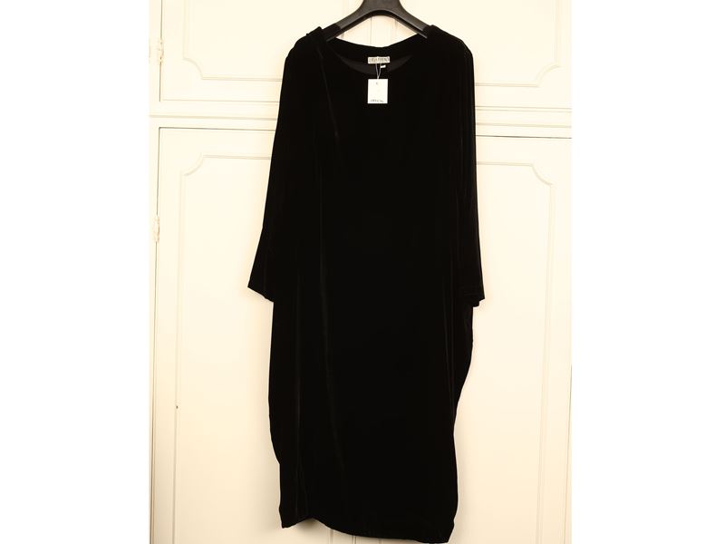 Abito a tunica in velluto nero, Luisa Firenze