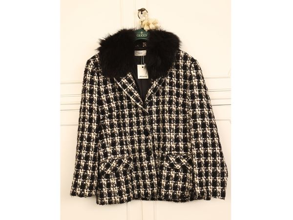 Giacca corta in lana bouclé bianca e nera  - Asta Guccimania - Maison Bibelot - Casa d'Aste Firenze - Milano