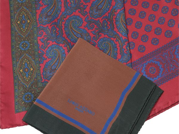 Tre foulard pochette da uomo in seta