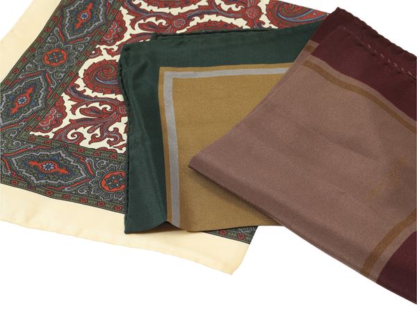 Tre foulard pochette da uomo in seta