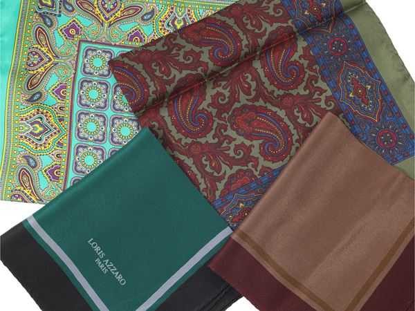 Quattro foulard pochette da uomo in seta