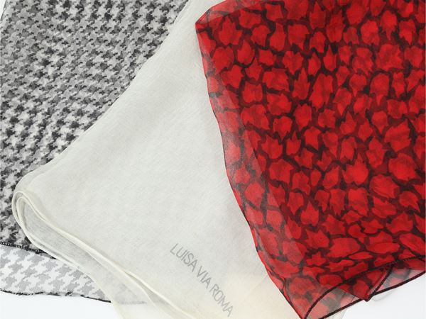 Tre foulard pochette in chiffon si seta