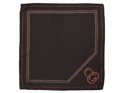 Gucci, Foulard in seta marrone con motivo a righe