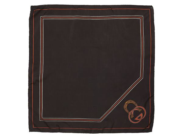 Gucci - Foulard in seta marrone