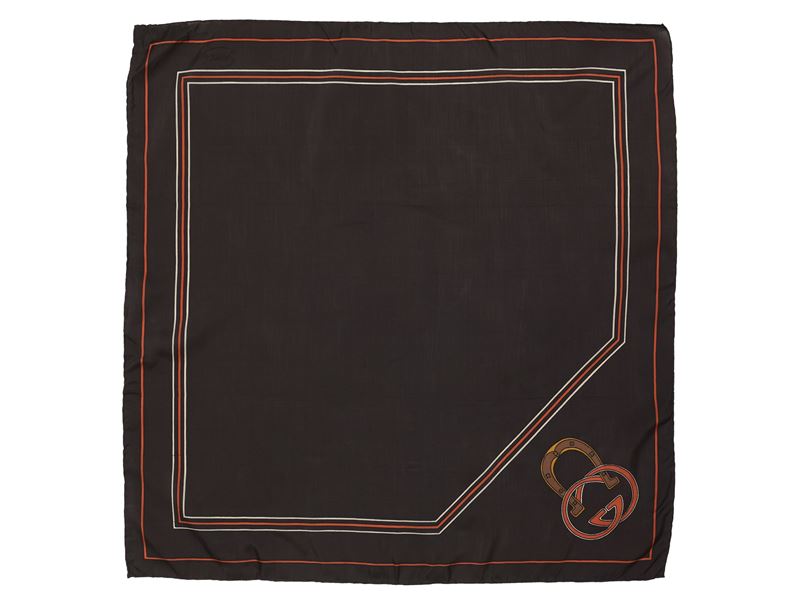 Gucci, Foulard in seta marrone con motivo a righe