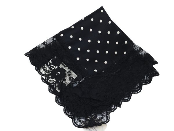 La Perla - Foulard pochette in seta e pizzo nero