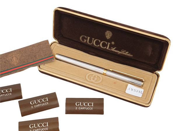 Gucci - Penna stilo in metallo argentato