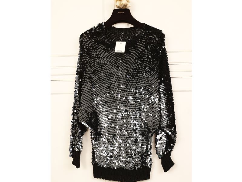 Blusa in paillettes argento