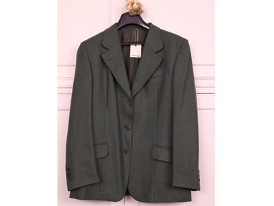 Giacca in Tweed Verde con Motivo a Quadri Rossi, Principe