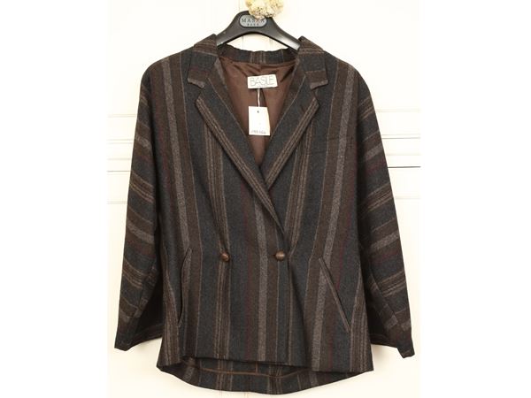 Basile - Giacca in alpaca e lana a righe marrone e beige
