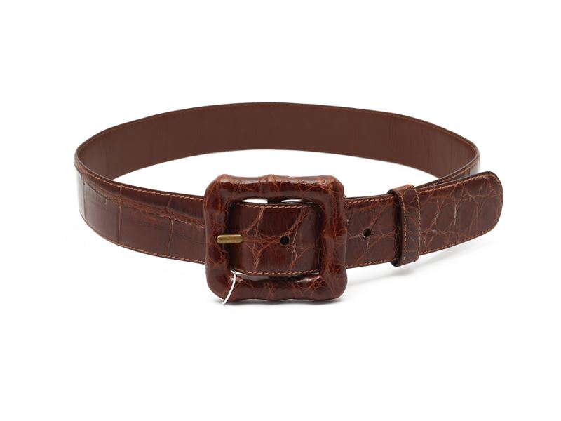 Gucci - Cintura in pelle stampa cocco marrone