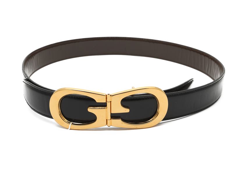 Gucci - Cintura in pelle nera spazzolata