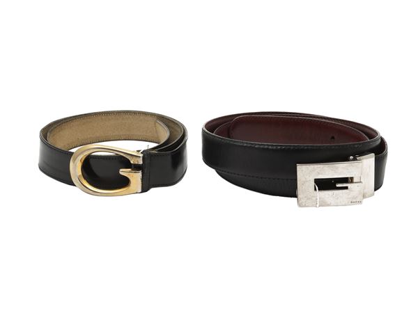 Gucci - Due cinture in pelle nera
