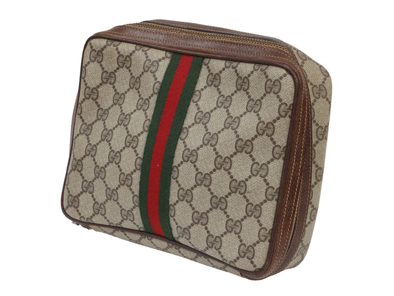 Gucci - Necessaire in tessuto GG marrone
