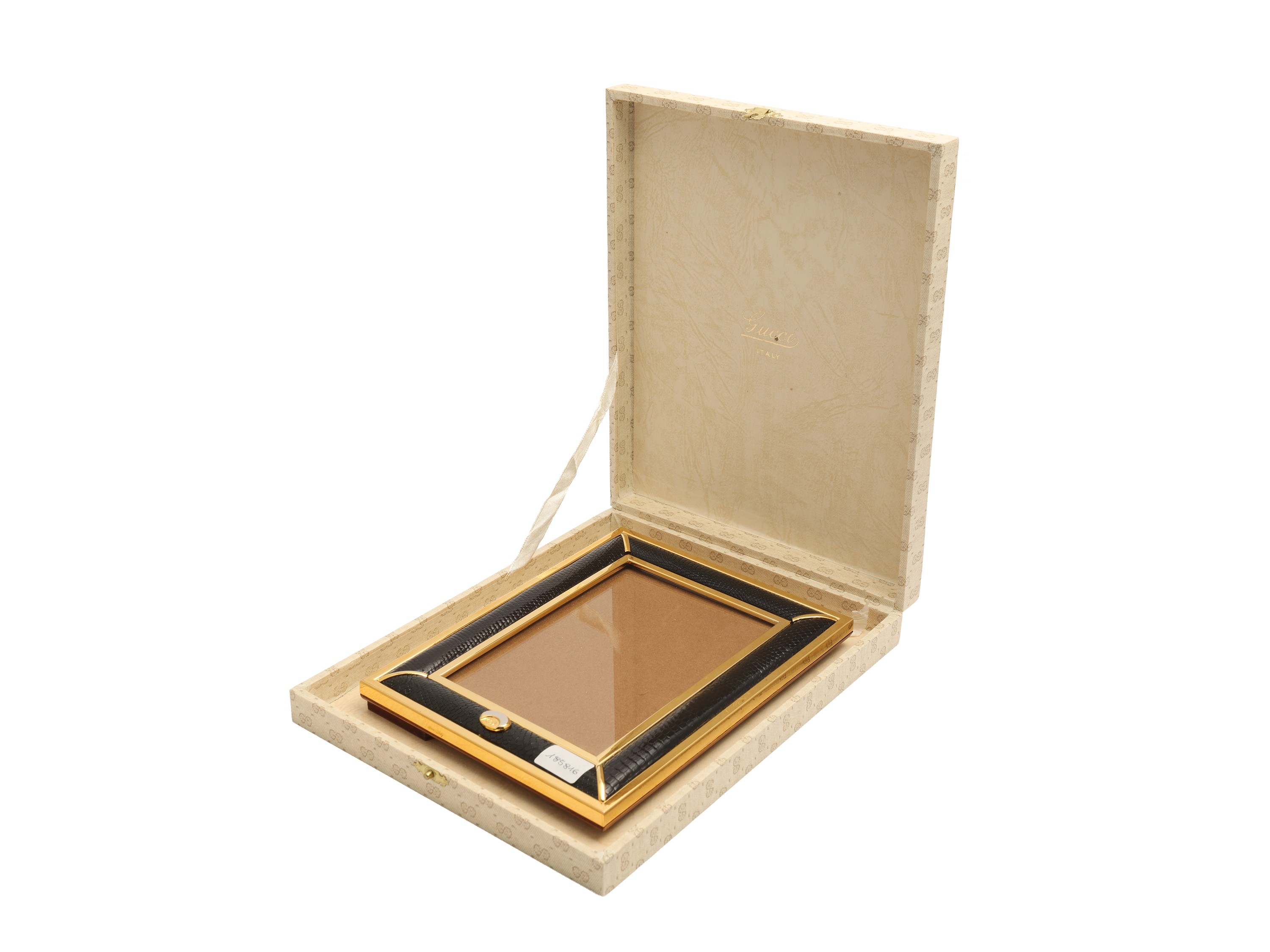 Gucci - Cornice in Lucertola Nera e Ottone Dorato