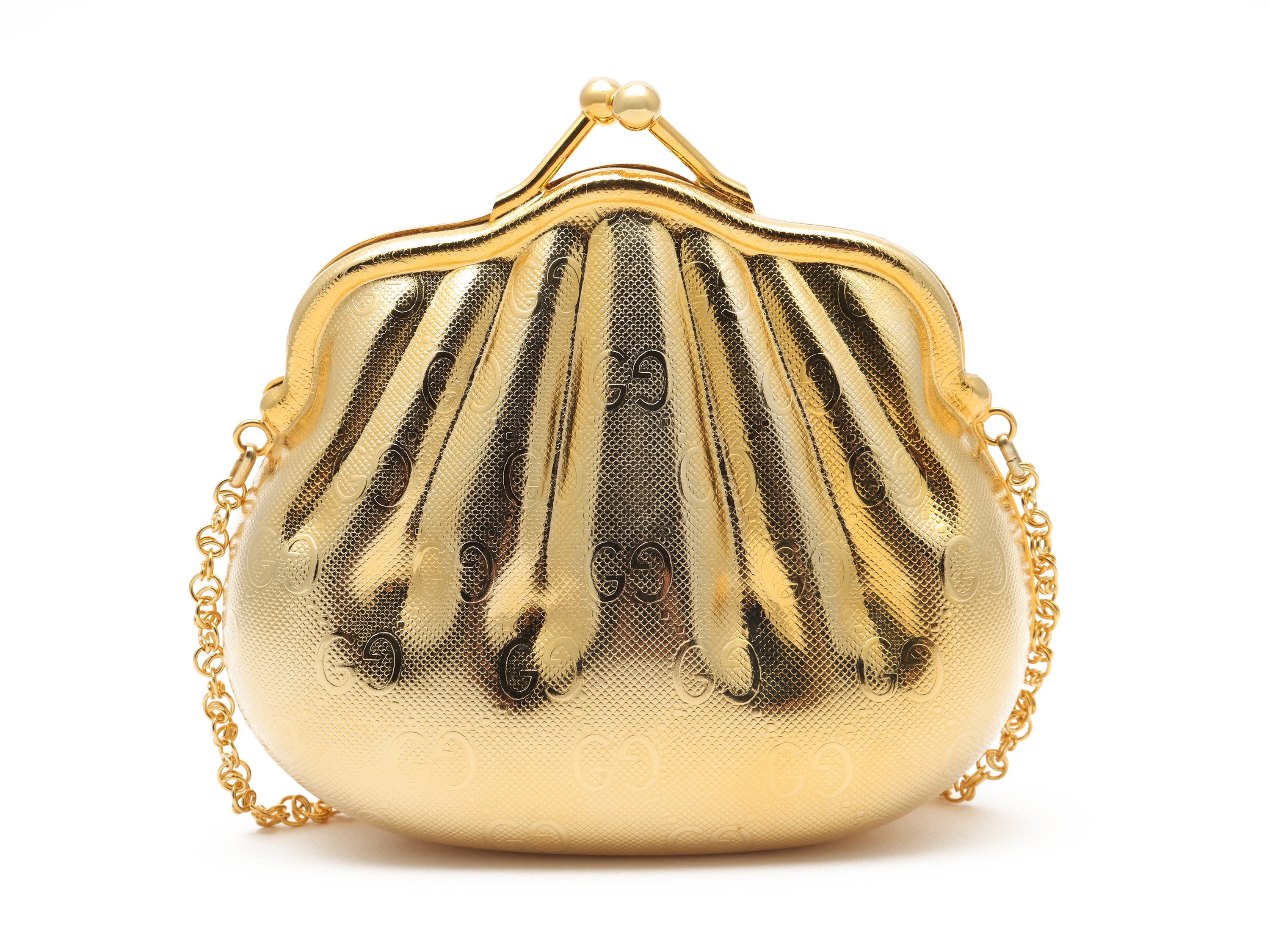 Gucci - Borsetta Minaudiere in Metallo Dorato con Loghi