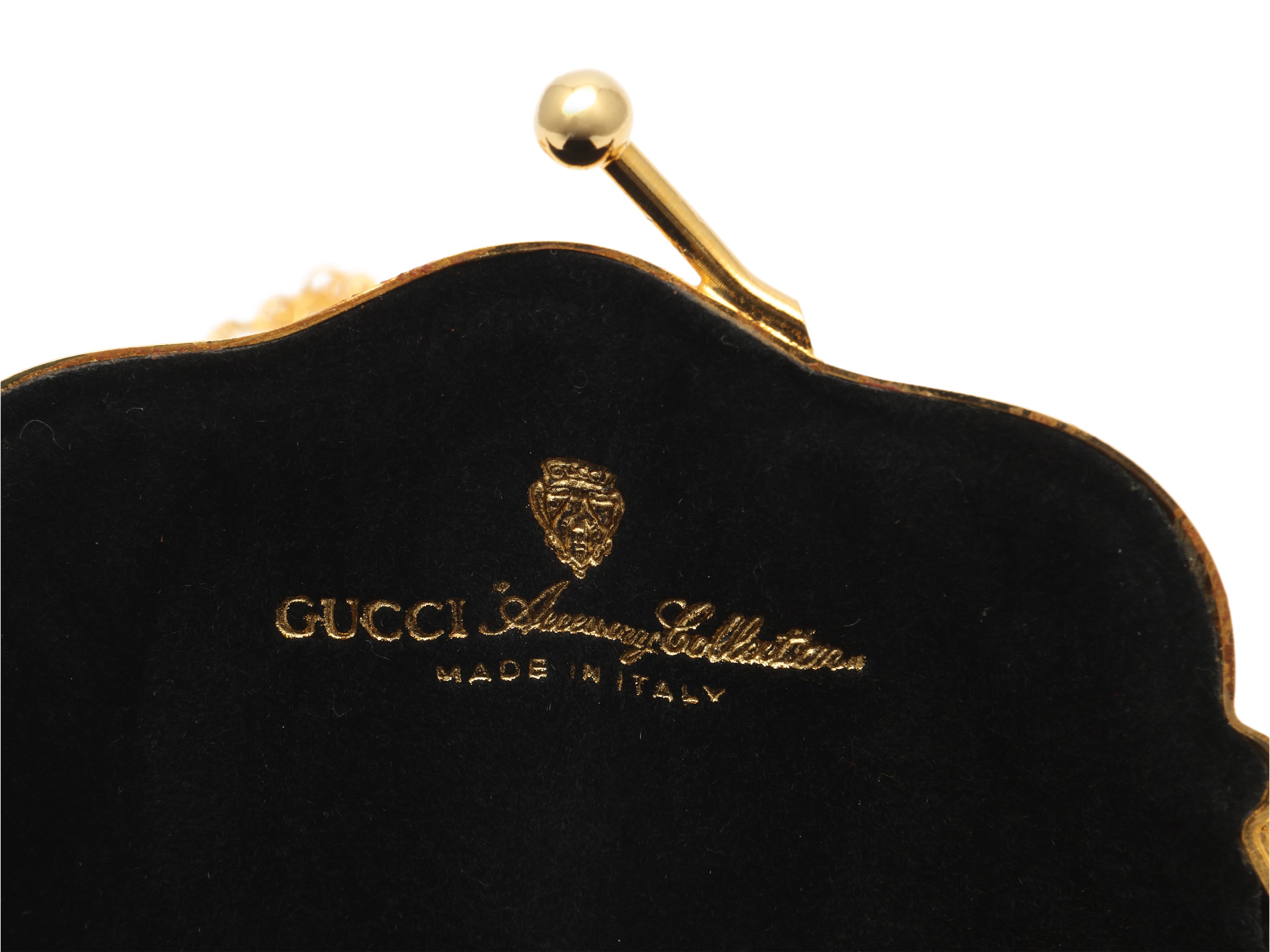 Gucci - Borsetta Minaudiere in Metallo Dorato con Loghi