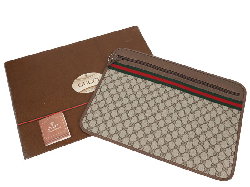 Gucci - Busta portadocumenti in tessuto GG marrone