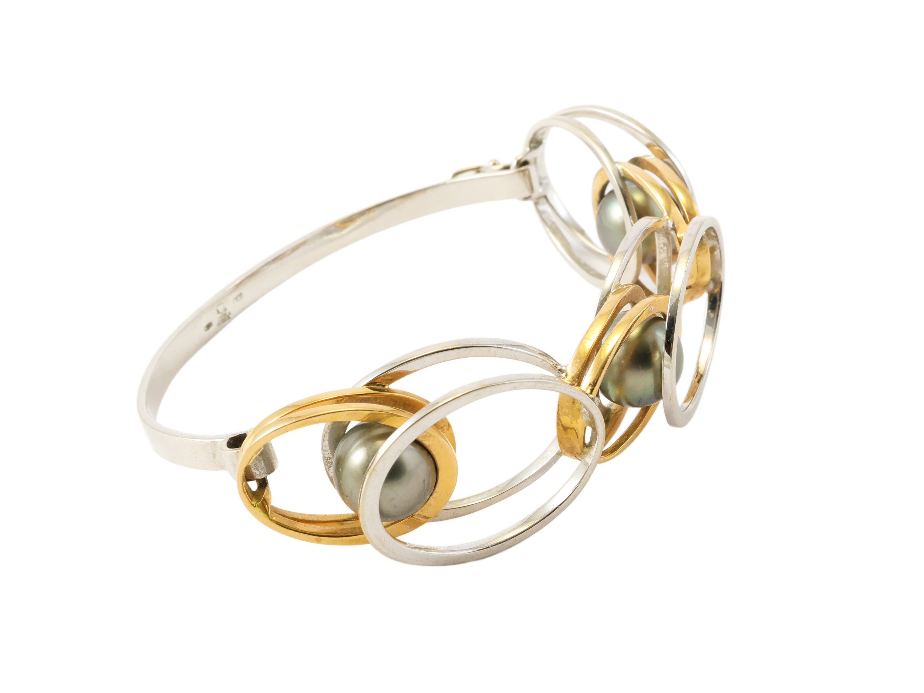 Demi parure in oro bianco, oro rosso e perle Tahiti