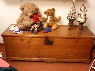 Baule da viaggio in legno tenero, XIX secolo