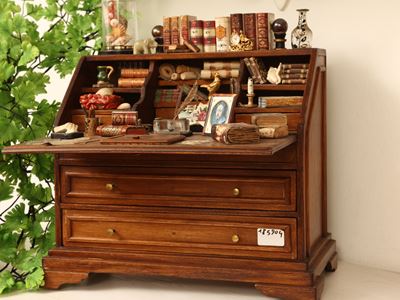 Scrittoio a ribalta in miniatura, legno, h 21 cm