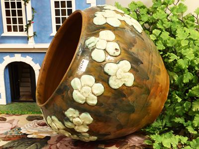 SCAF, Cachepot in ceramica smaltata con decorazioni floreali