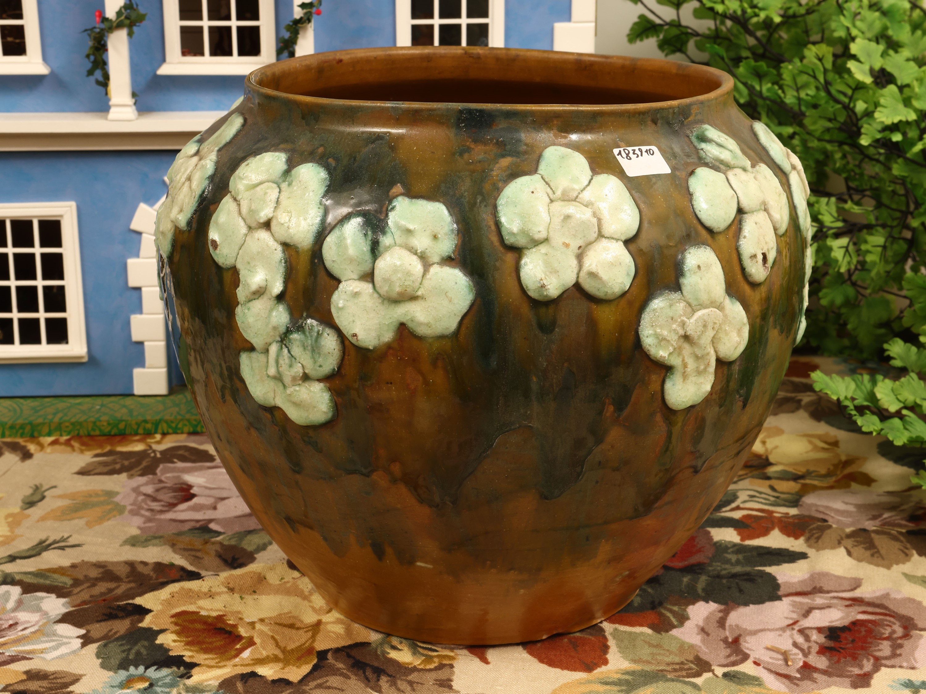 SCAF, Cachepot in ceramica smaltata con decorazioni floreali