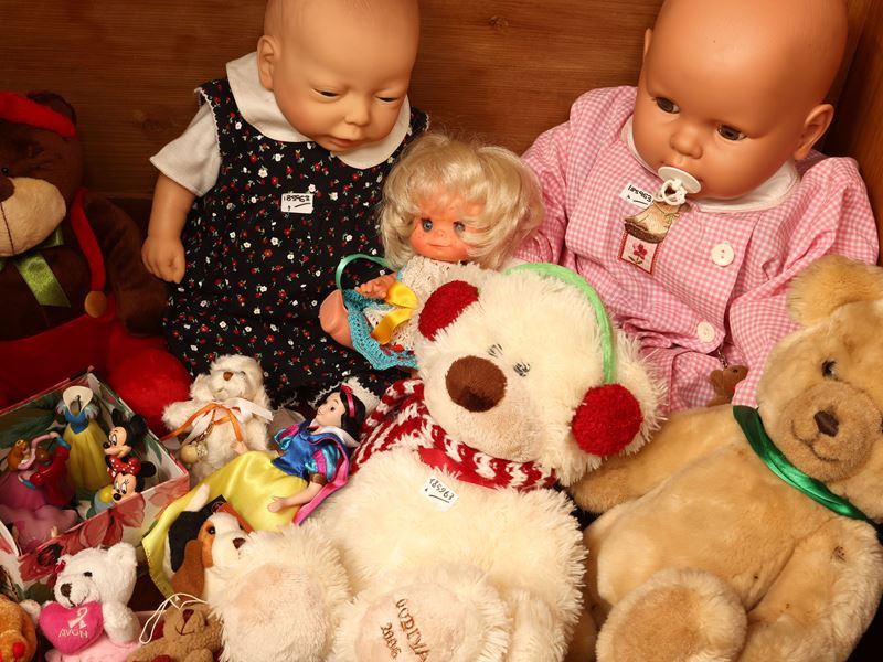 Bambole e bambolotti con peluche in miniatura
