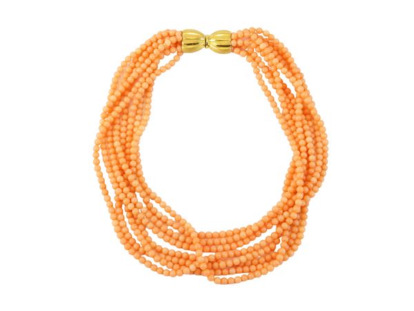 Collana in corallo e oro giallo