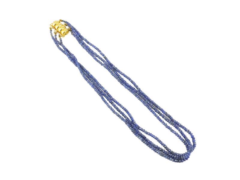 Collana in oro giallo e zaffiri bitz