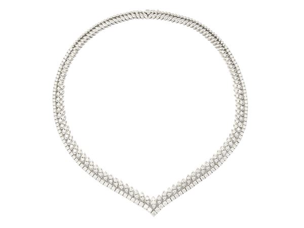 Collana girocollo in oro bianco e diamanti
