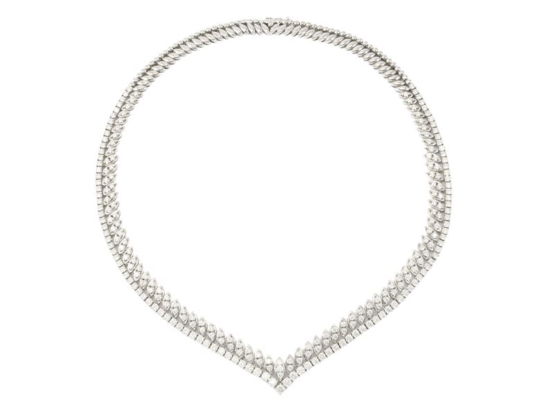 Collana girocollo in oro bianco e diamanti