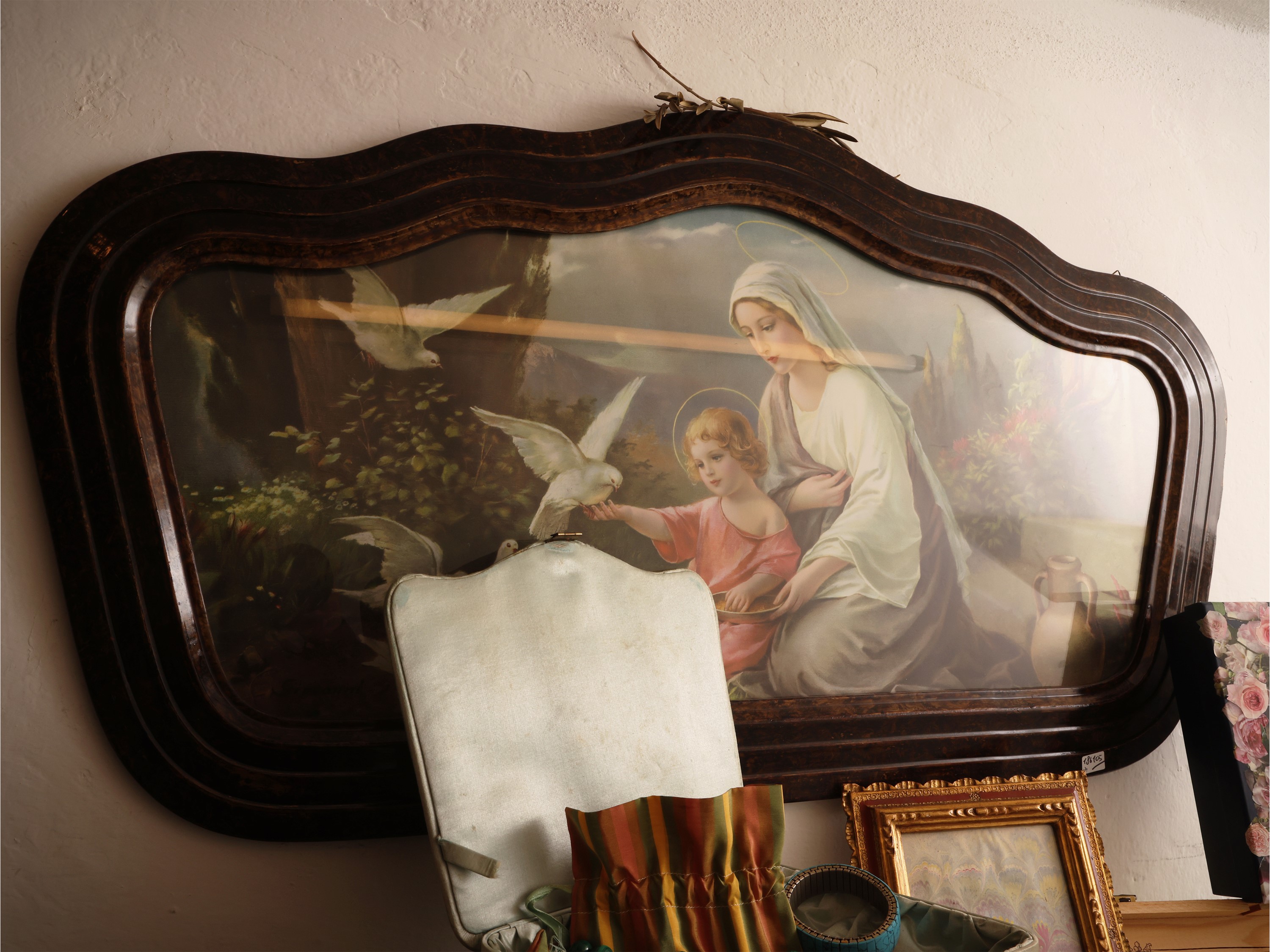 Cromolitografia, Madonna con Bambino, cm 34x75 circa