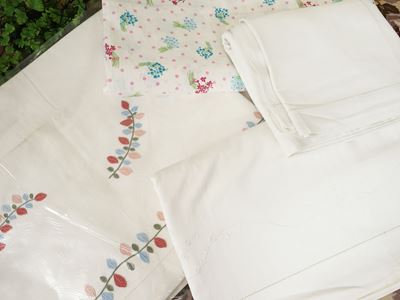 Set di lenzuola matrimoniali in lino e cotone, tre pezzi