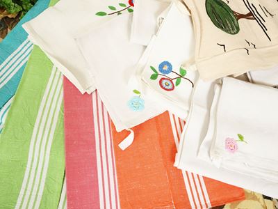 Biancheria da cucina, assortimento di accessori decorativi