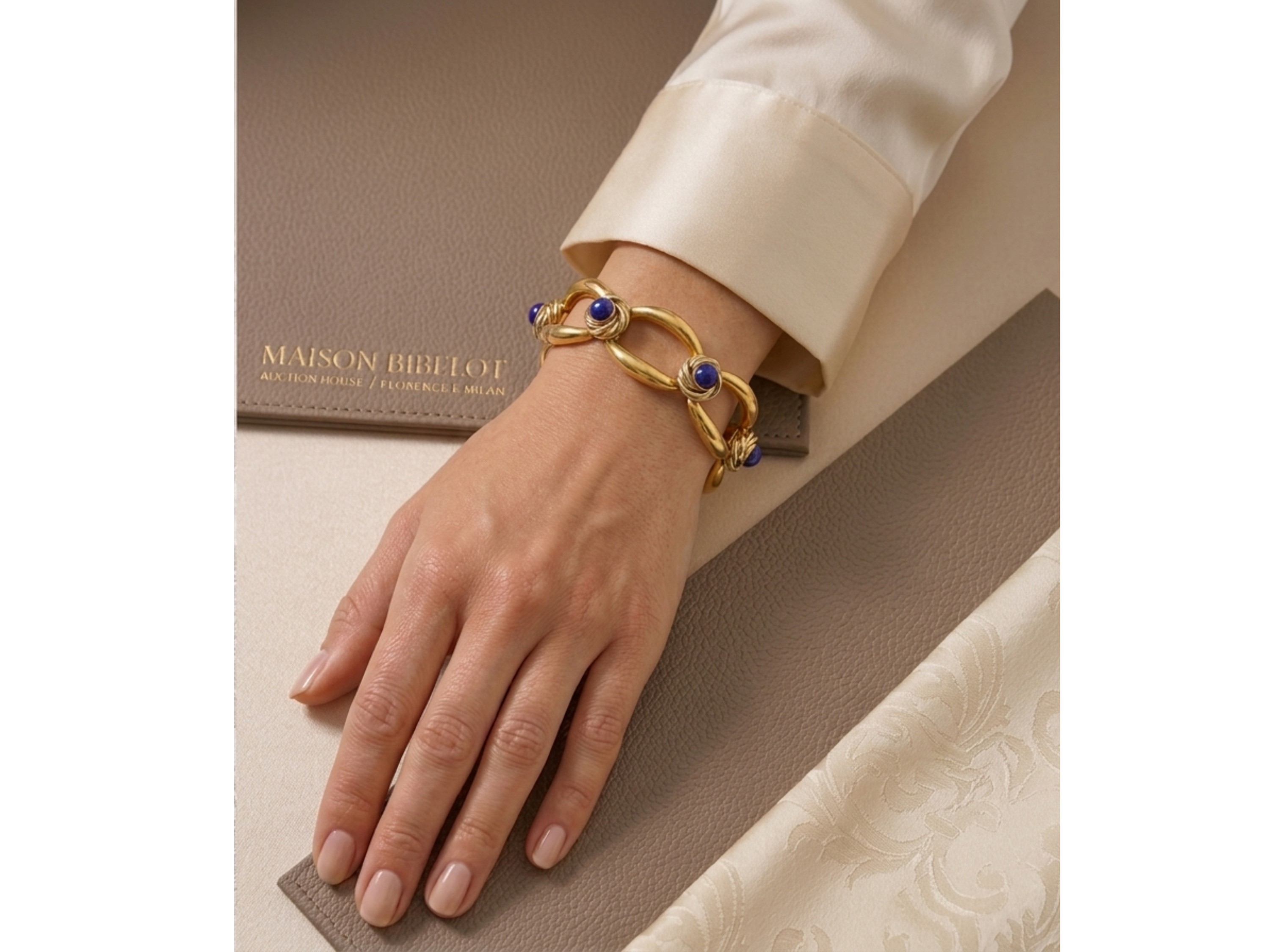 Weingrill, bracciale in oro giallo e lapislazzuli