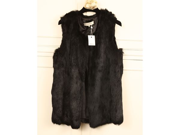 Gilet in pelliccia di lapin nero