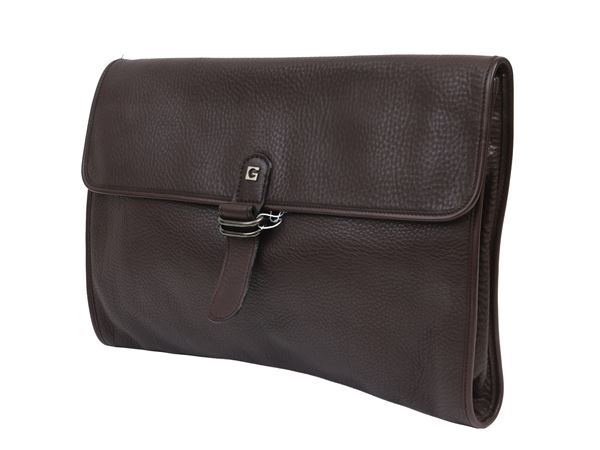 Gherardini - Busta in pelle martellata marrone