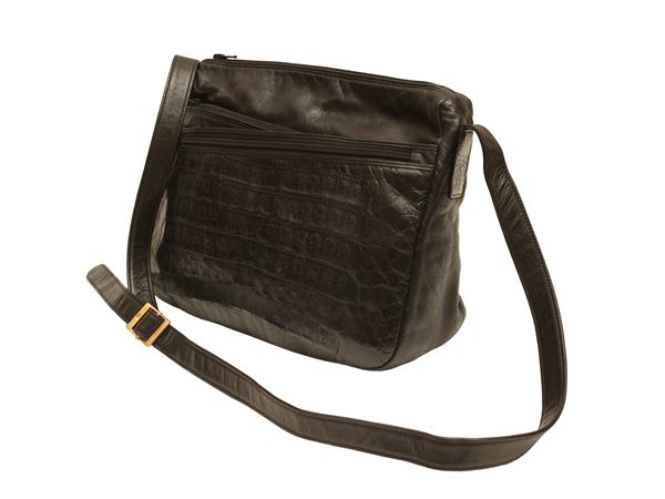 Gucci - Borsa a tracolla in pelle nera e stampa cocco